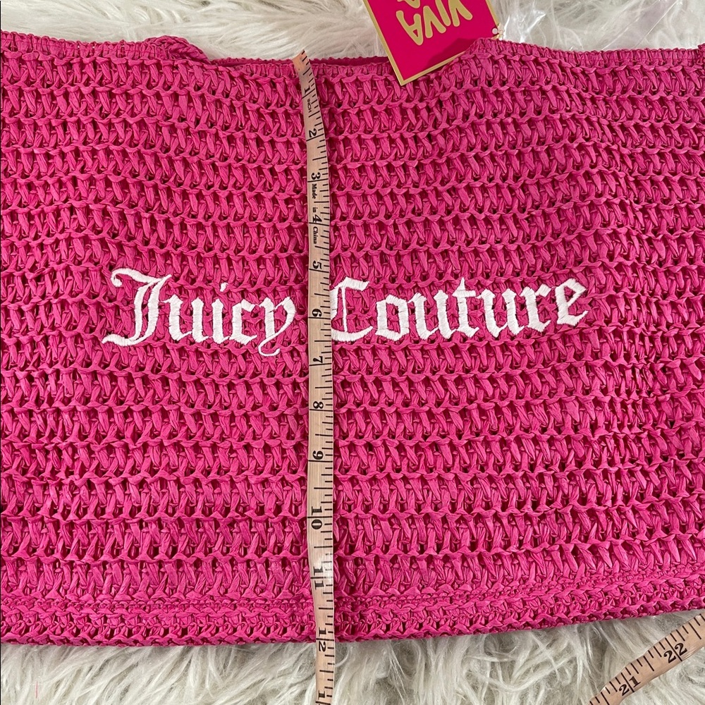 Juicy Couture Pink Weave Straw Tote Bag NWT NEW - Picture 6 of 6